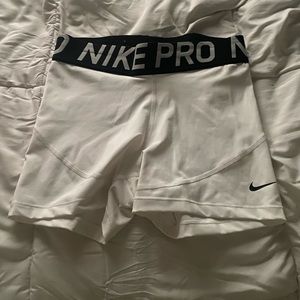 white nike pro shorts